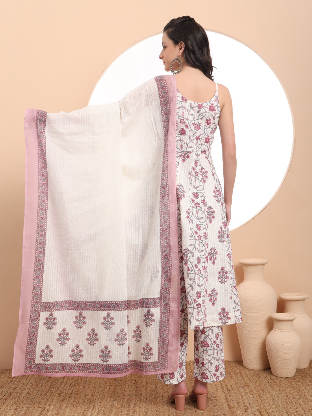 Ivory Blossom Cotton 3-Piece Suit Set