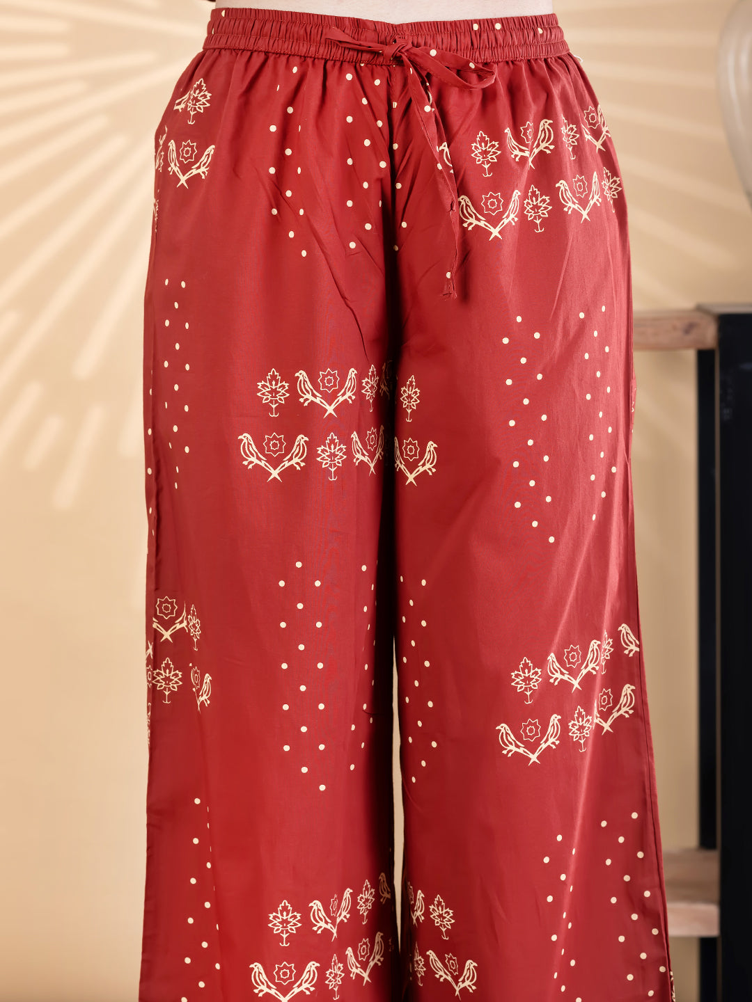 Maroon Cotton Kurta Set