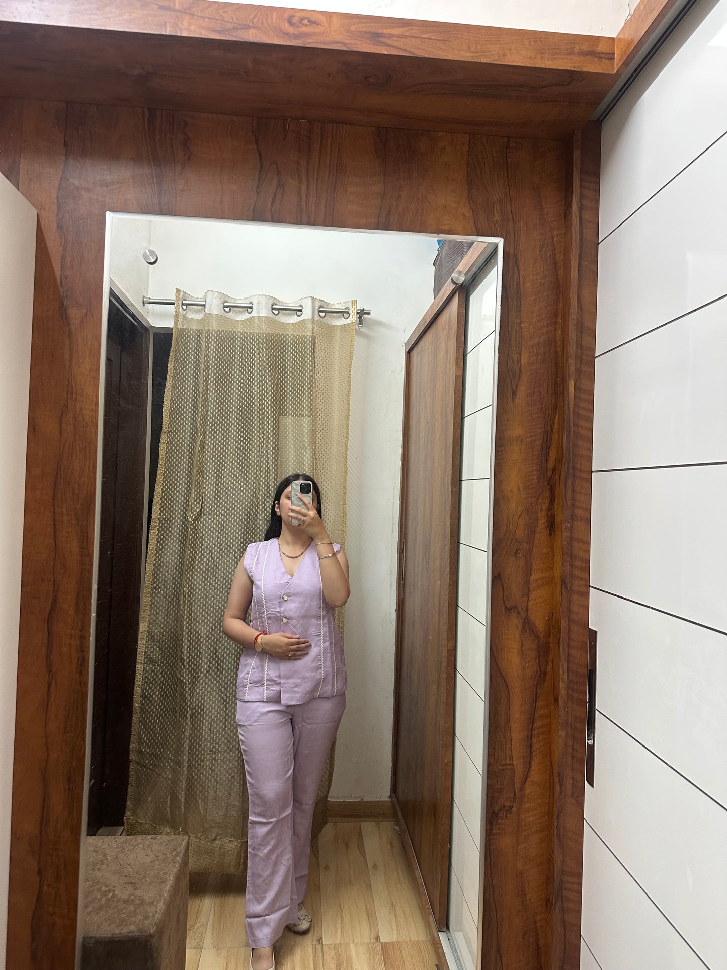 Lavender Sleeveless Coord Set with Button Detailing