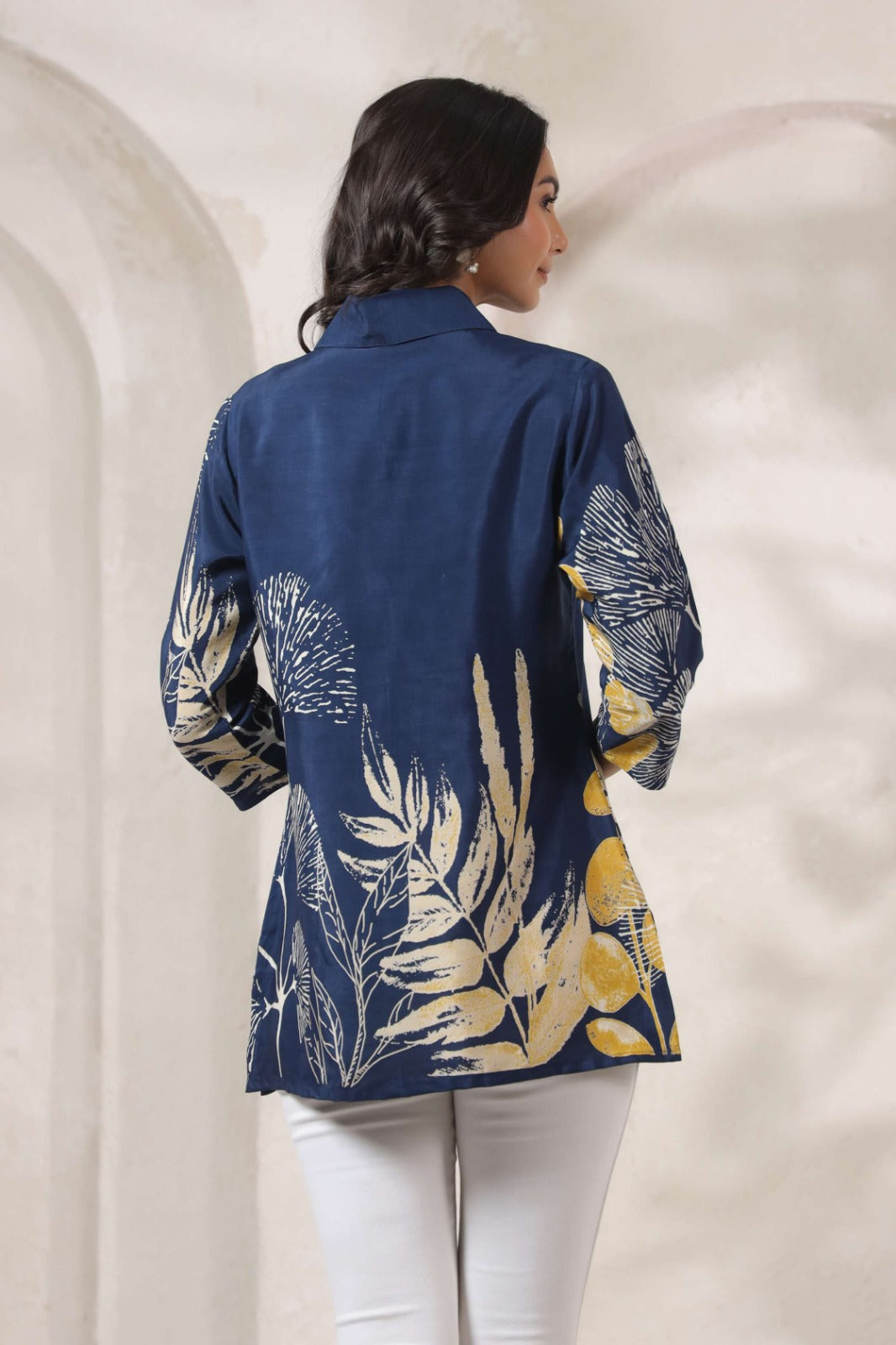 Midnight Blue Russian Silk Short Top