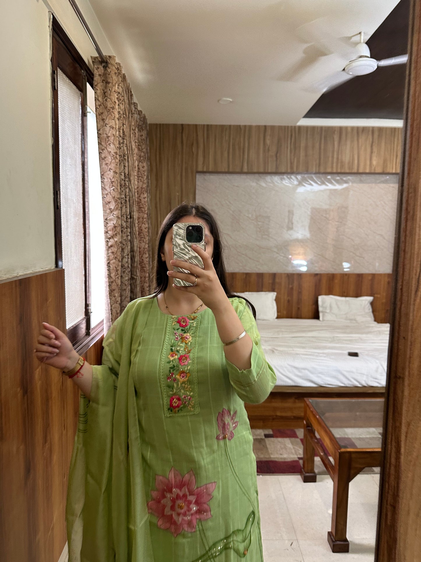 Pastel Green Handpainted Suit Set