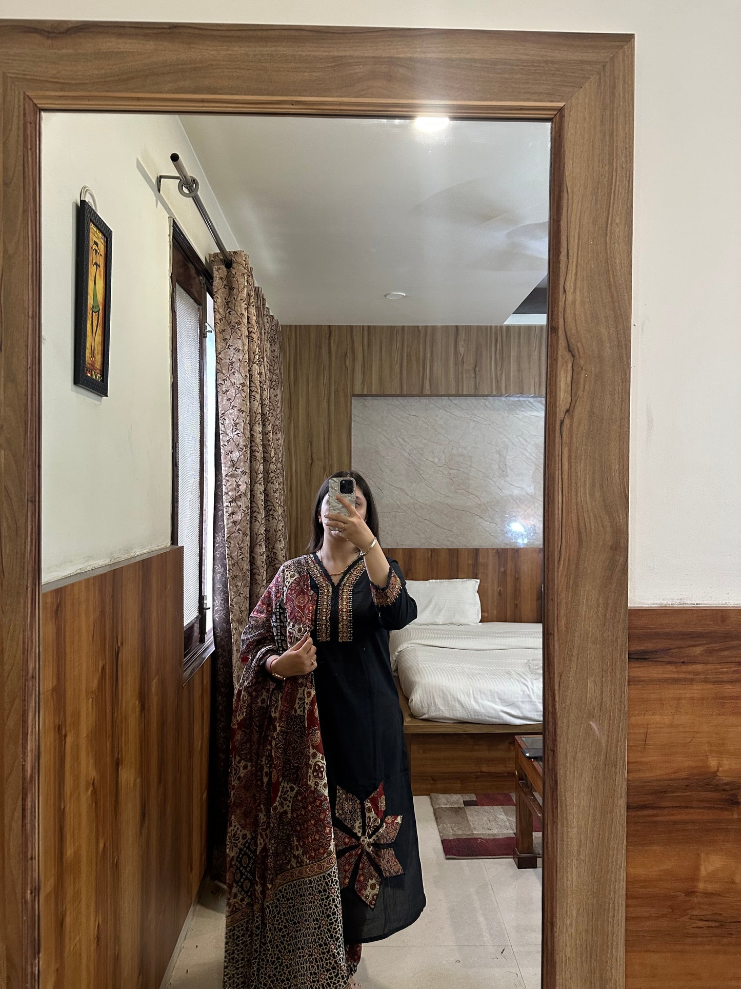 Elegant Black Printed Suit Set with Dupatta