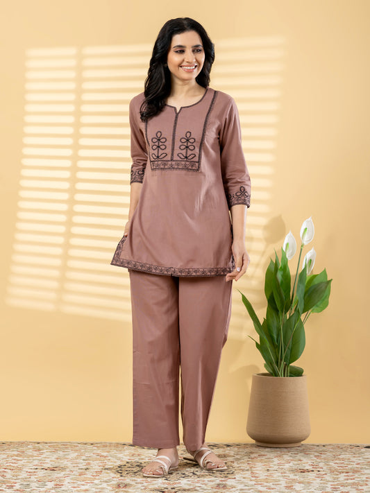 Onion Pink Khadi Cotton Coord Set