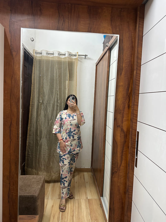 Dusty Rose Ikat Coord Set – Pure Cotton Comfort Wear