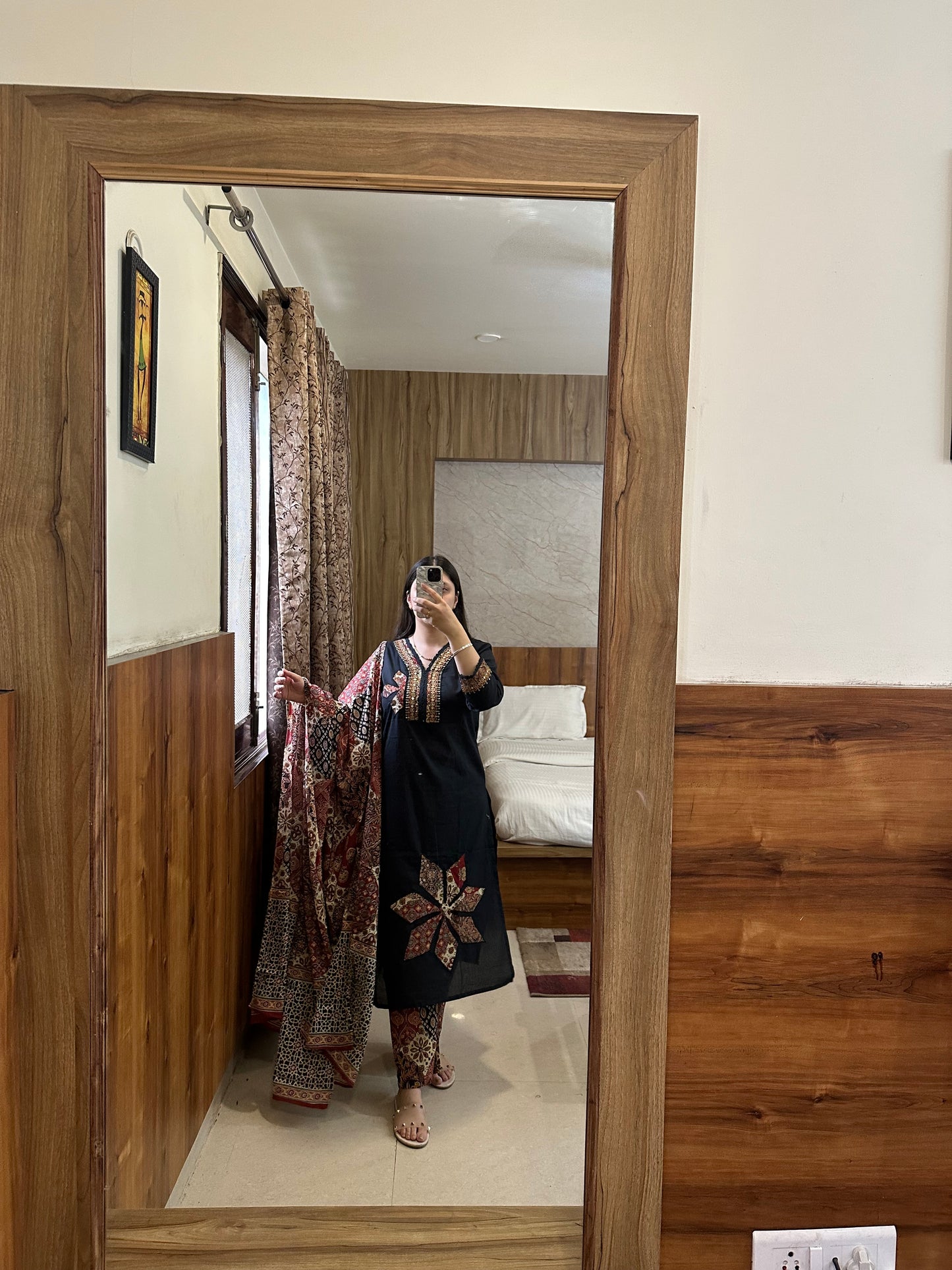 Elegant Black Printed Suit Set with Dupatta