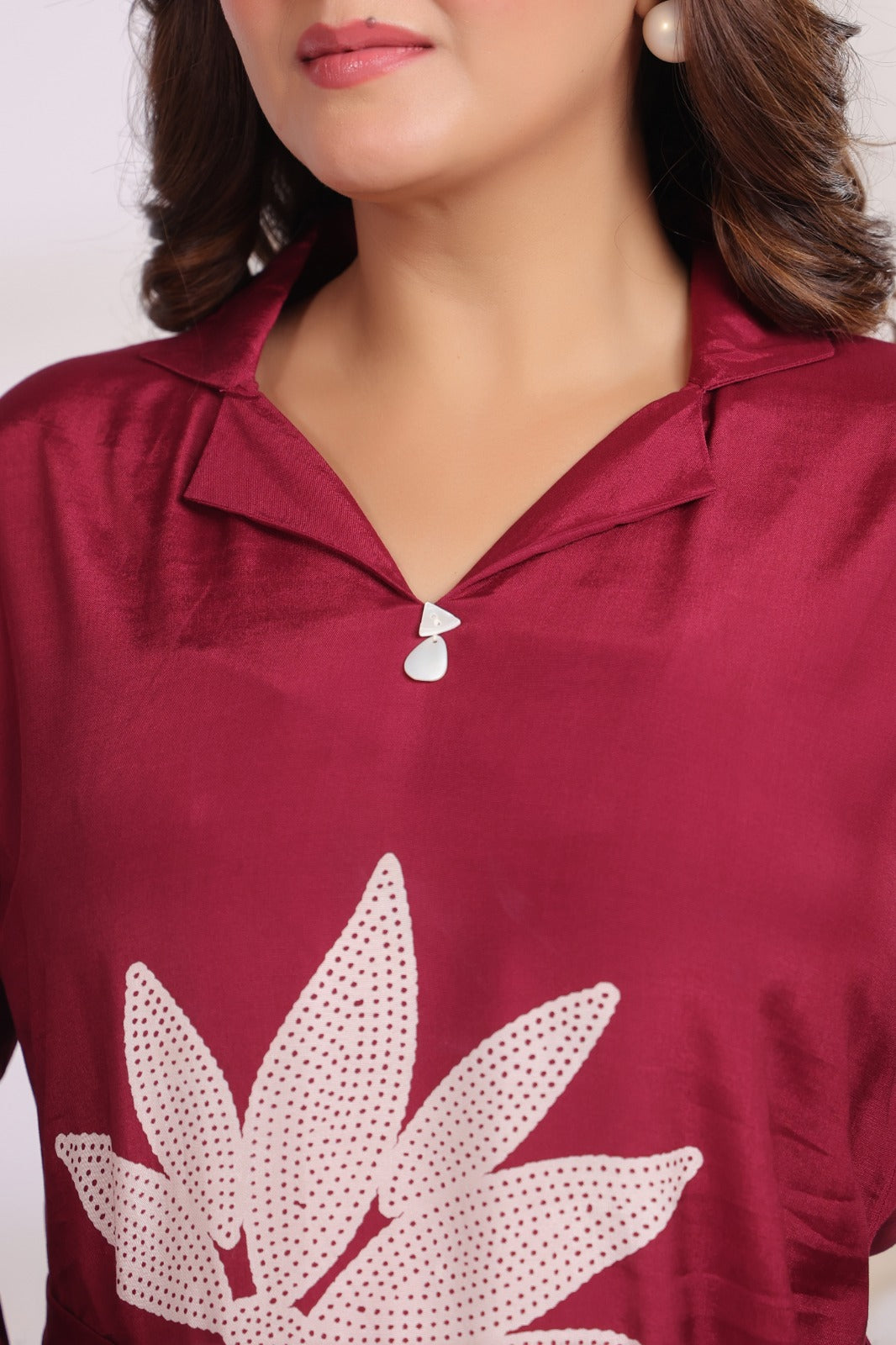 Wine Russian Silk Floral Wrap Dress