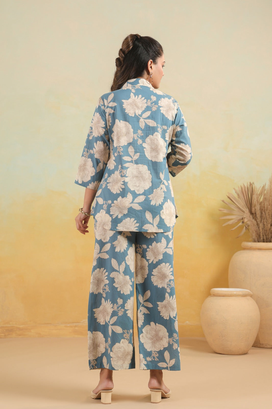 Blue Floral Cotton Coord Set