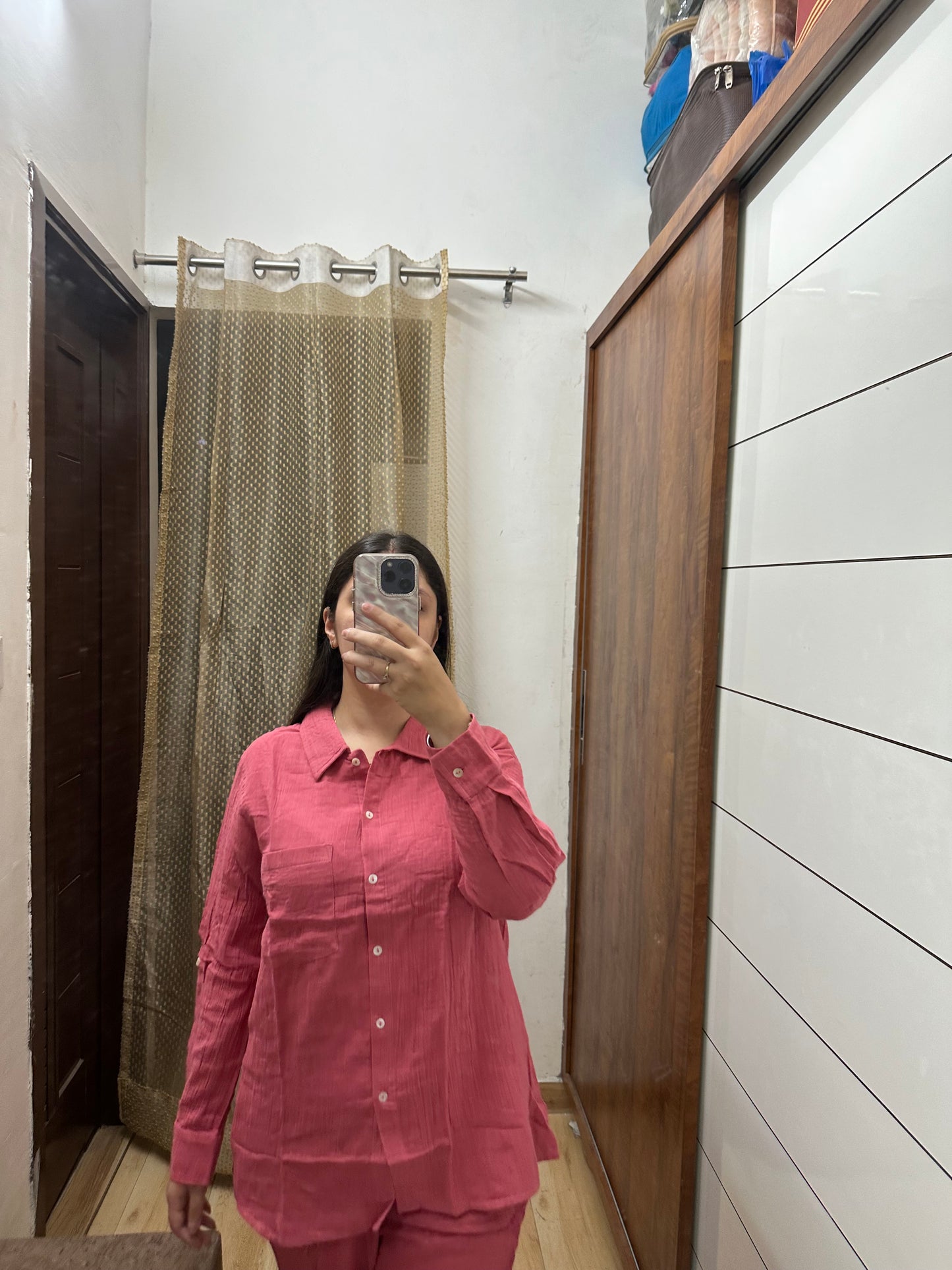 Solid Pink Cotton Coord Set for Women | Casual Summer Wear | Vaani Sethi Collection
