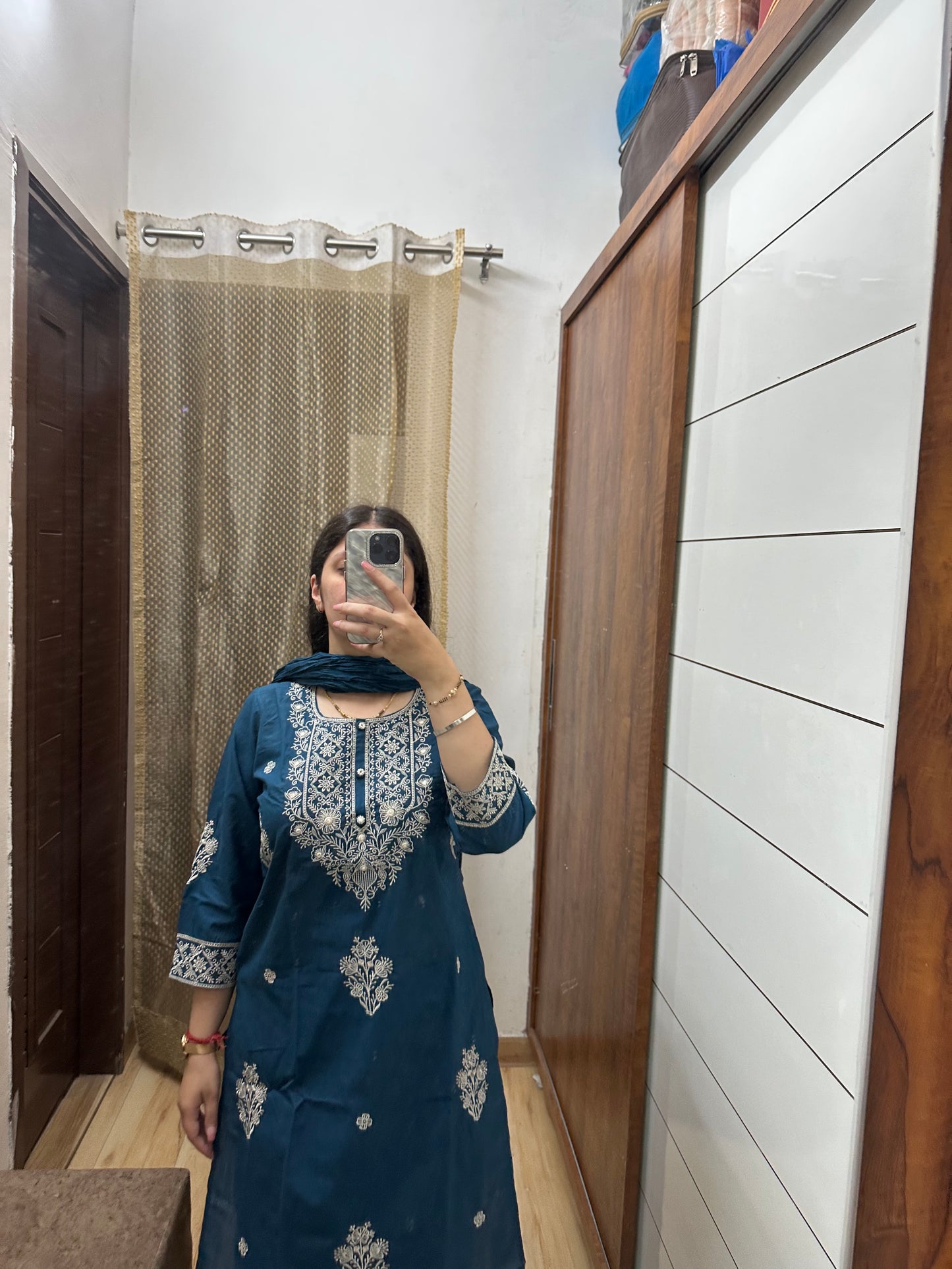 Midnight Elegance Embroidered Suit Set (3-Piece)
