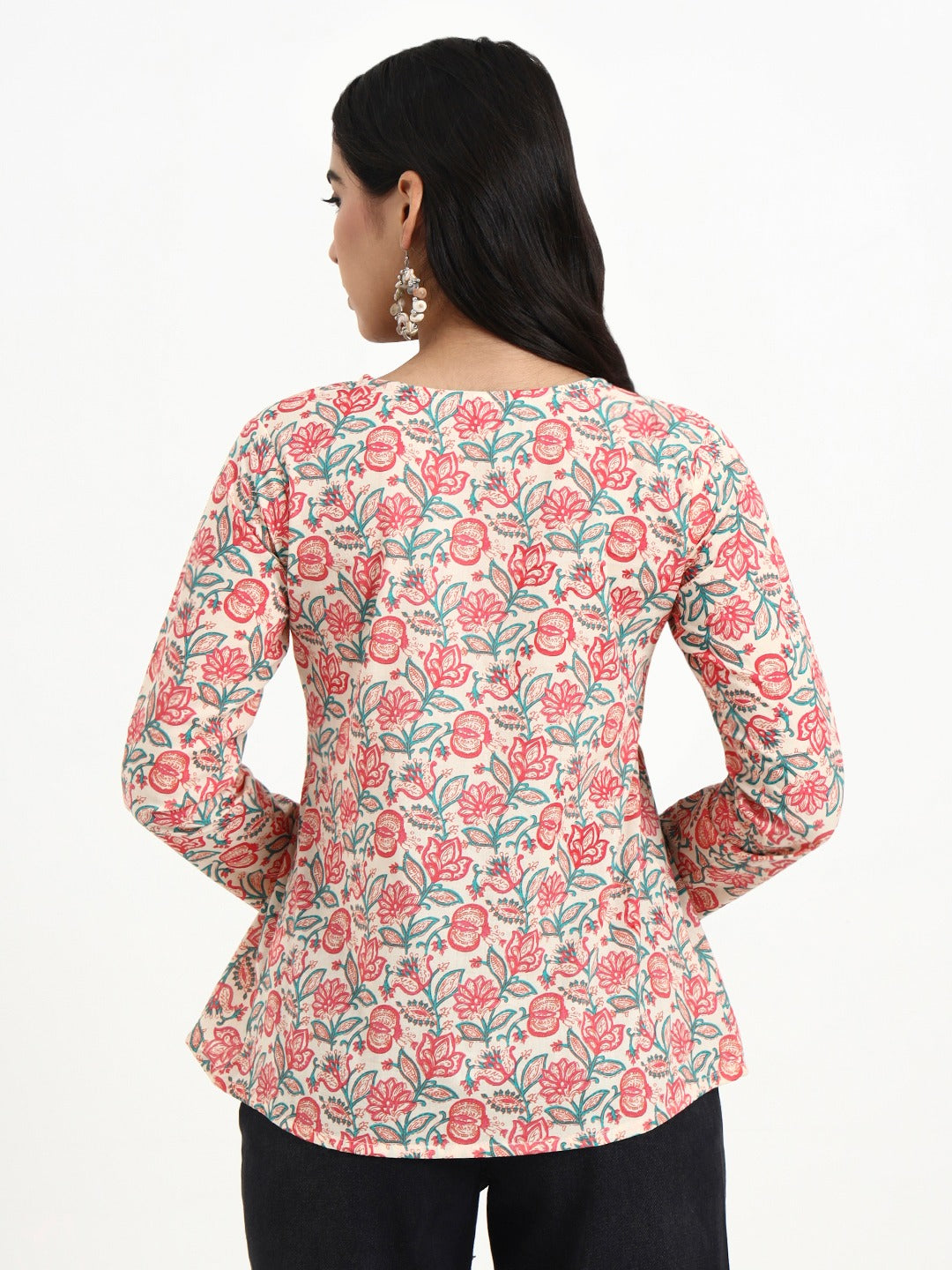 Cream Floral Women’s Cotton Printed Top