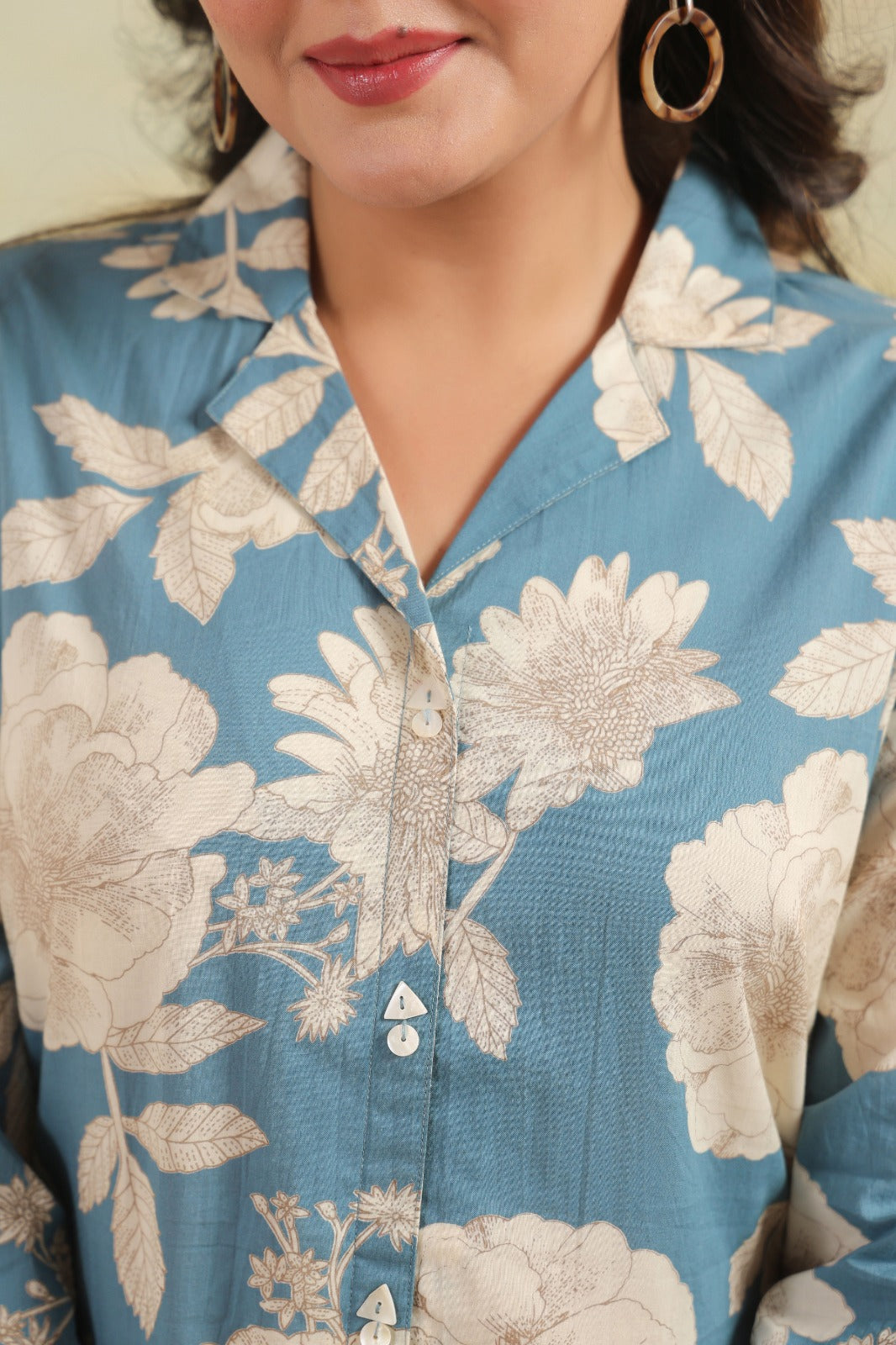 Blue Floral Cotton Coord Set