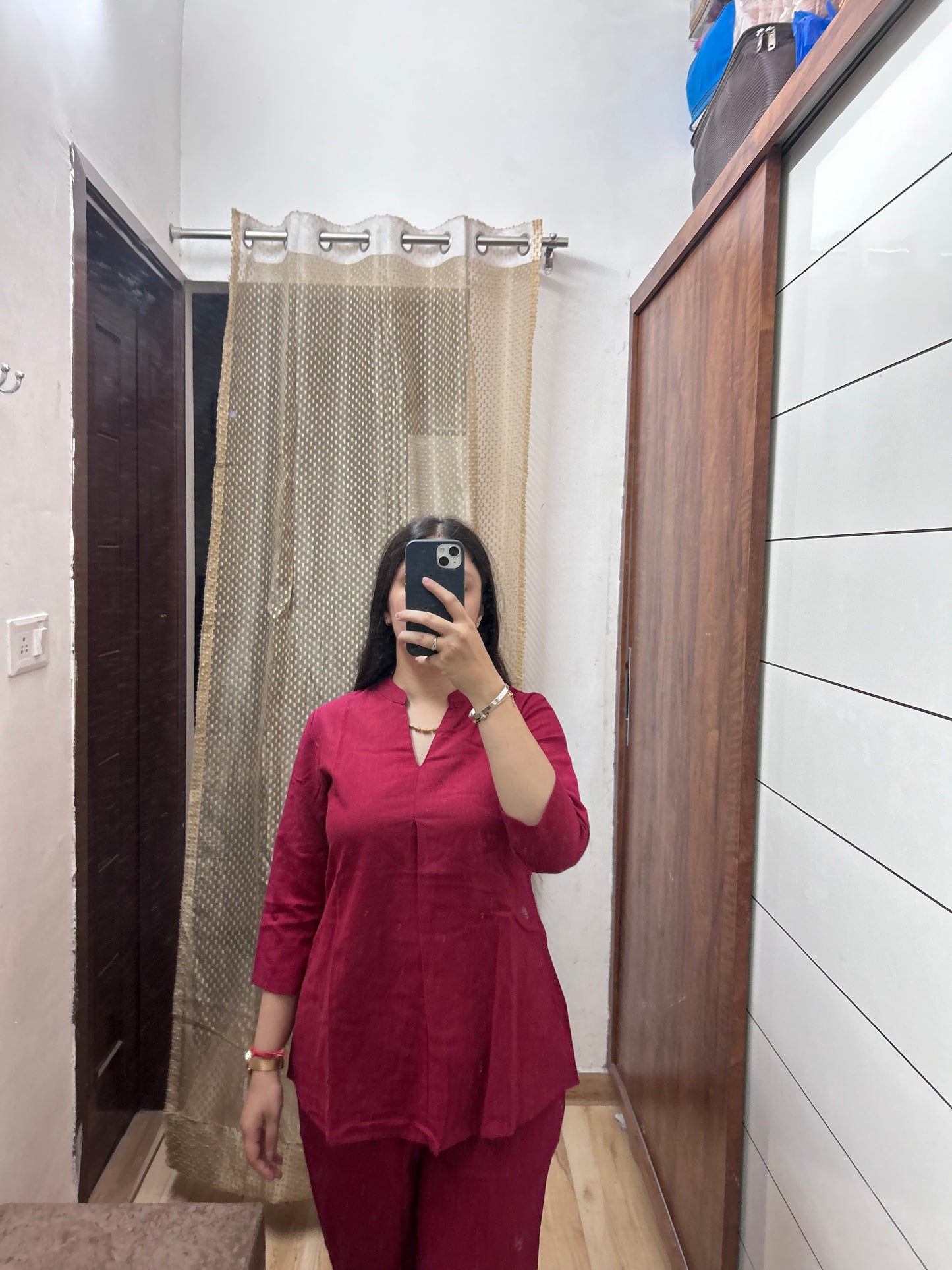 Elegant Maroon Solid Co-Ord Set