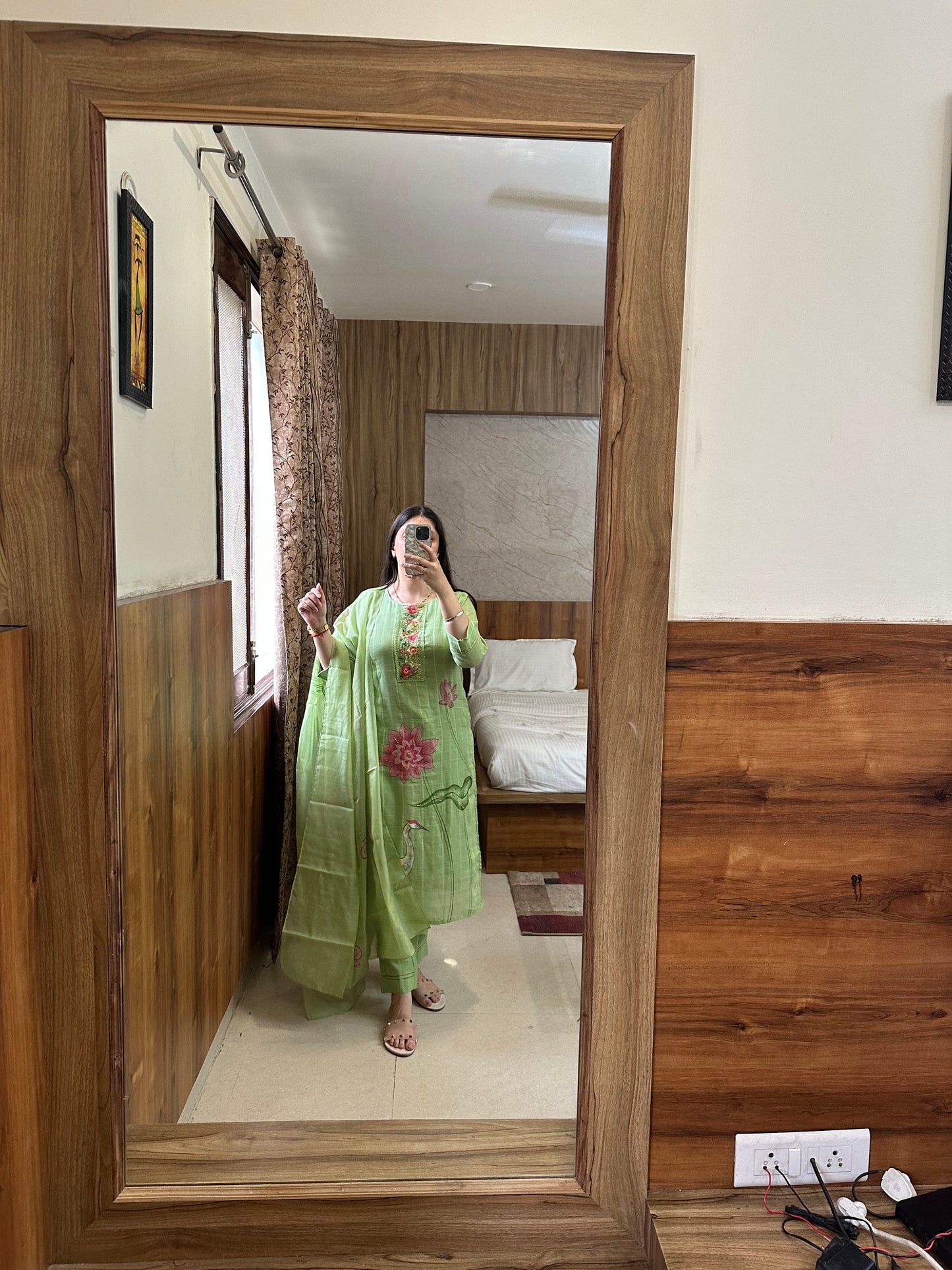Pastel Green Handpainted Suit Set