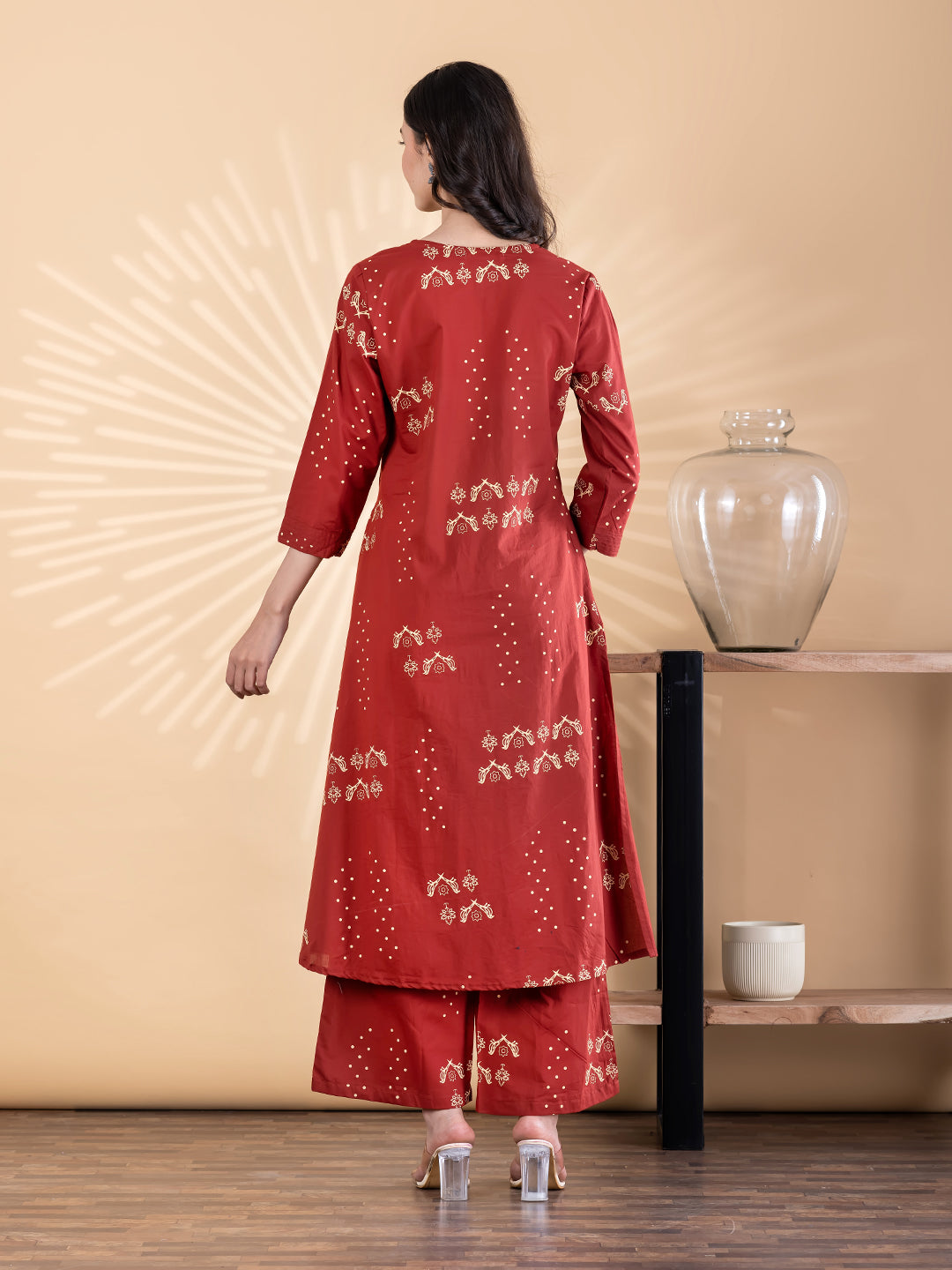 Maroon Cotton Kurta Set