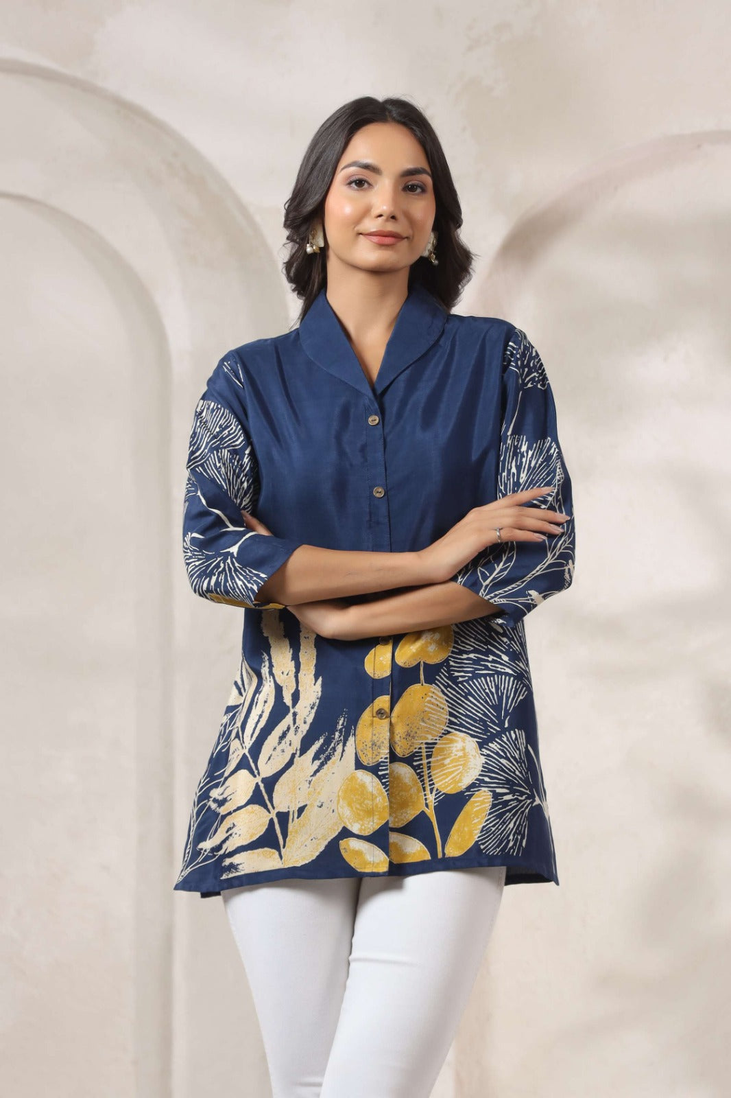 Midnight Blue Russian Silk Short Top