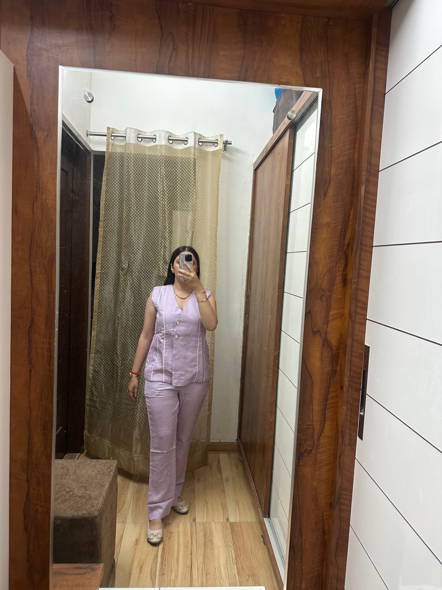 Lavender Sleeveless Coord Set with Button Detailing