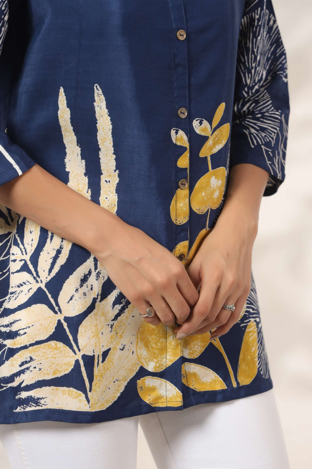 Midnight Blue Russian Silk Short Top