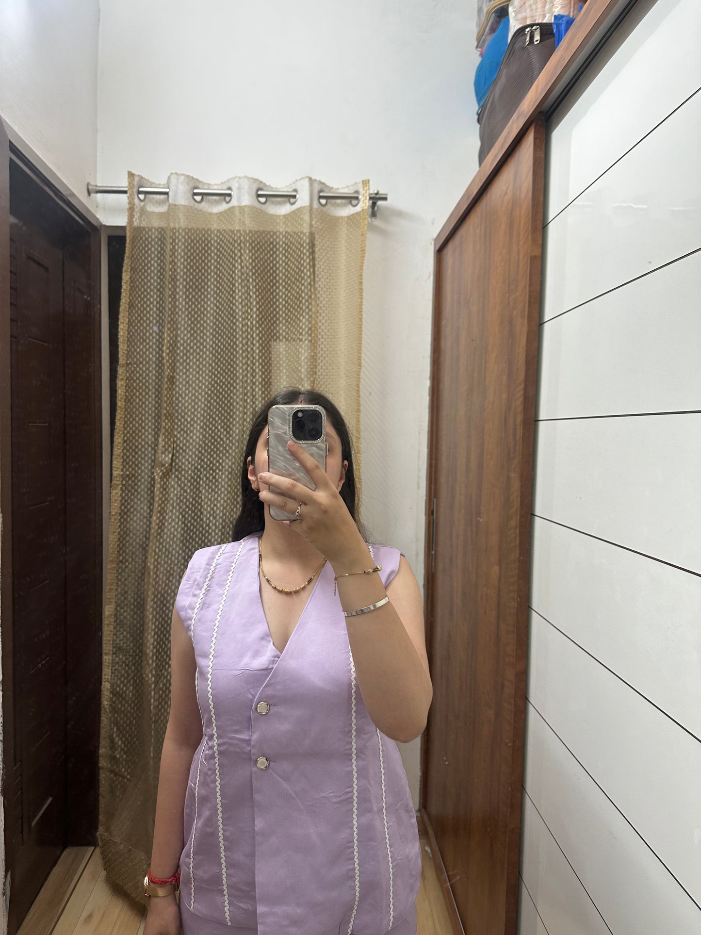 Lavender Sleeveless Coord Set with Button Detailing