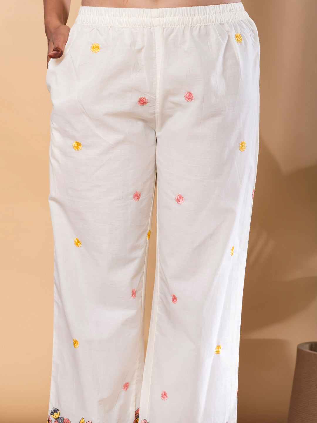 White Elegance Embroidered Cotton Co-Ord Set