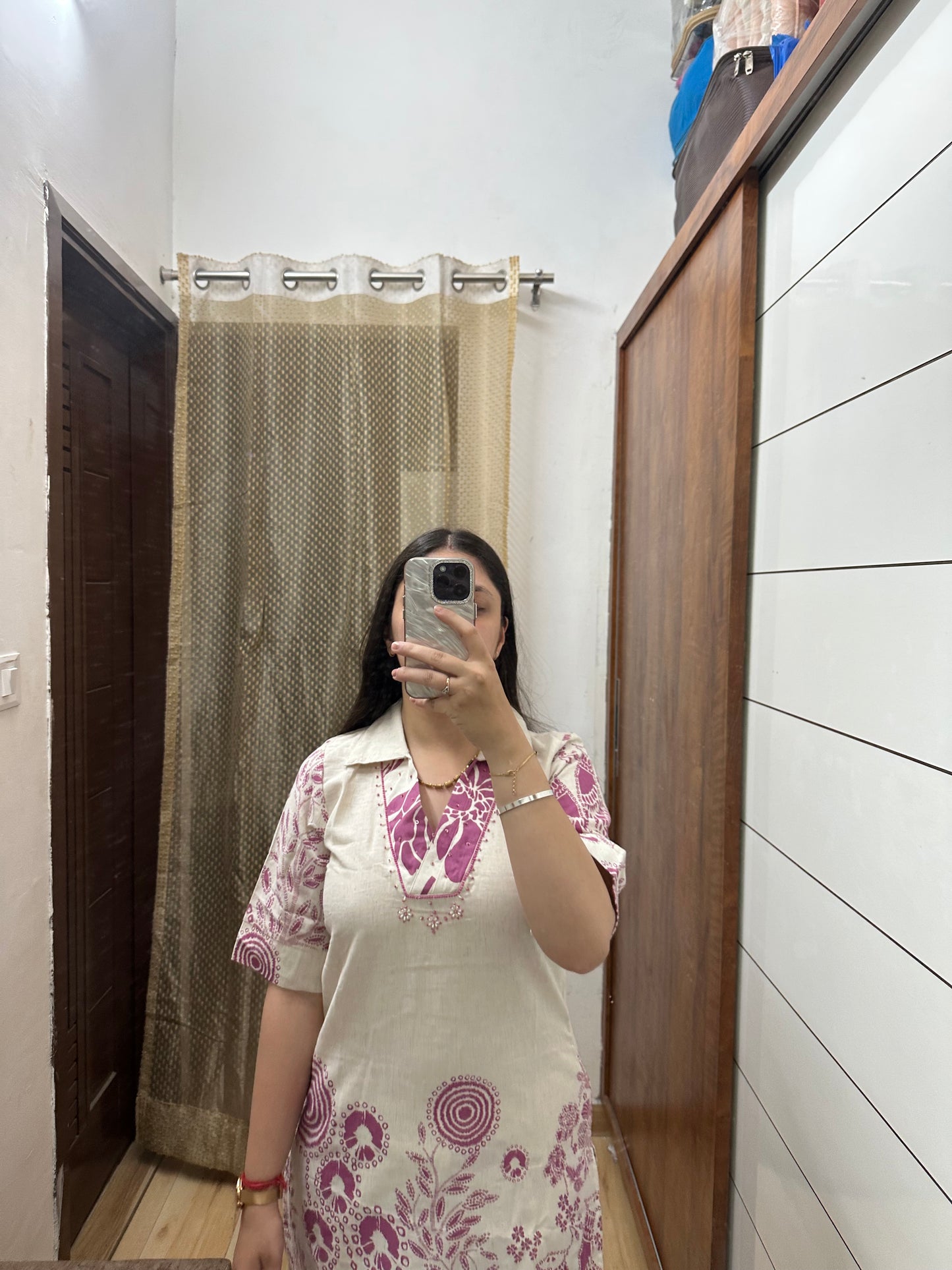 Beige & Wine Artistic Printed Coord Set