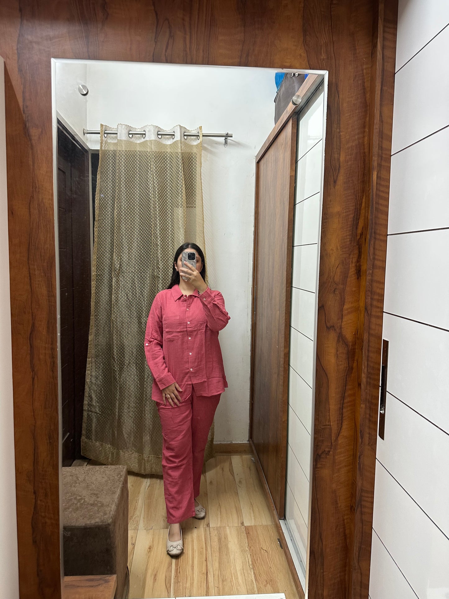 Solid Pink Cotton Coord Set for Women | Casual Summer Wear | Vaani Sethi Collection