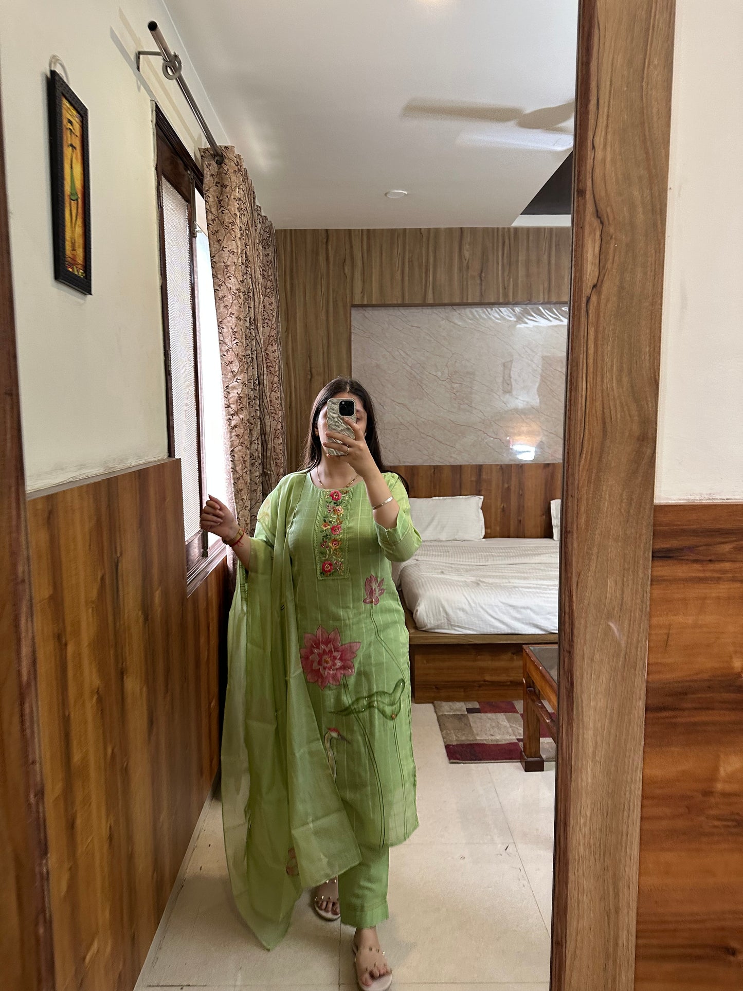 Pastel Green Handpainted Suit Set