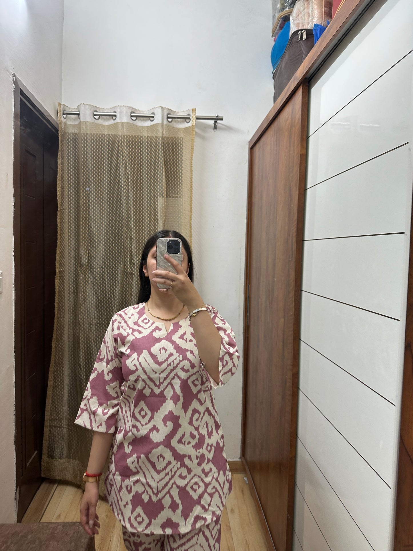 Rose Ikat Print Cotton Coord Set