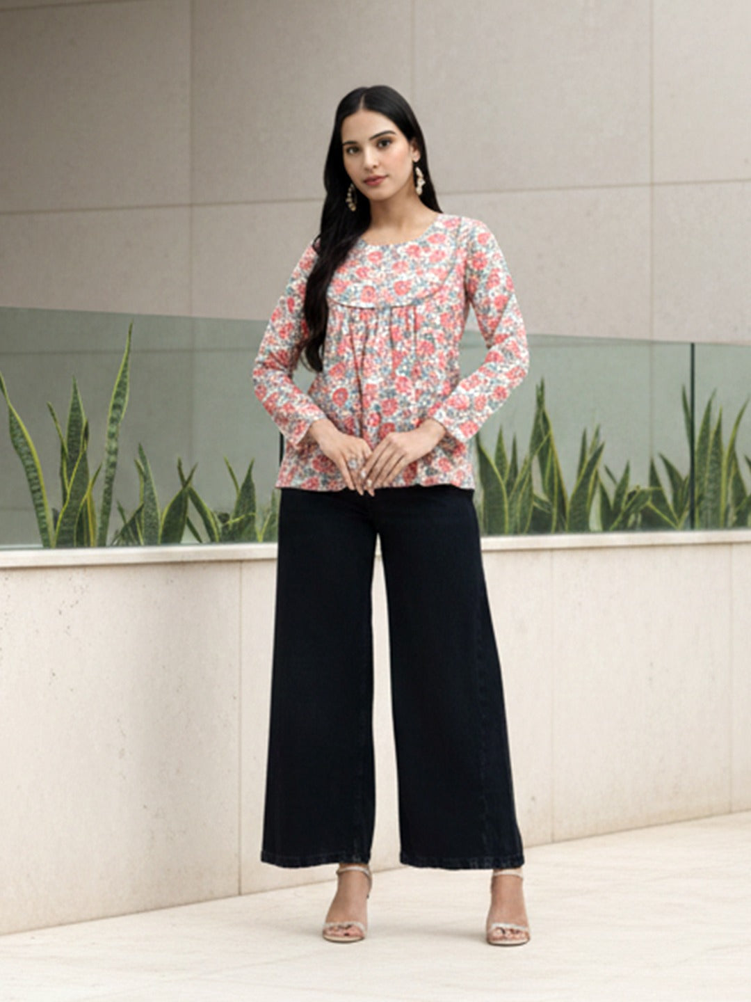 Cream Floral Women’s Cotton Printed Top