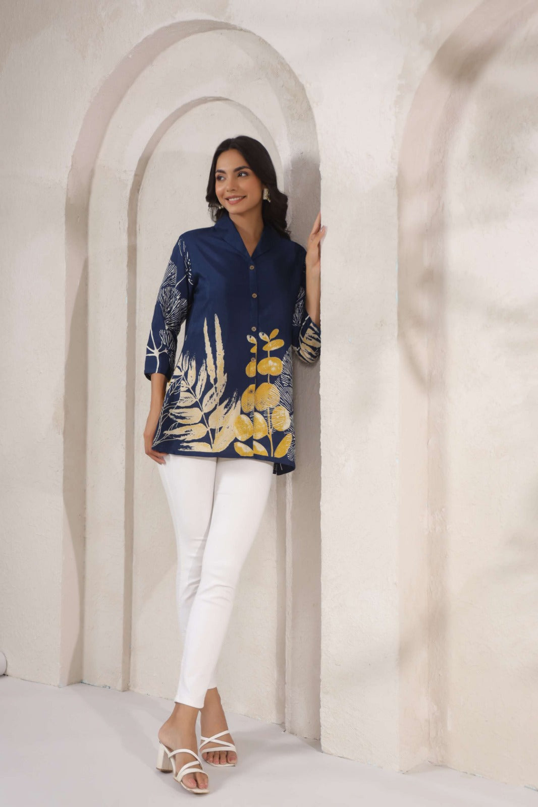 Midnight Blue Russian Silk Short Top