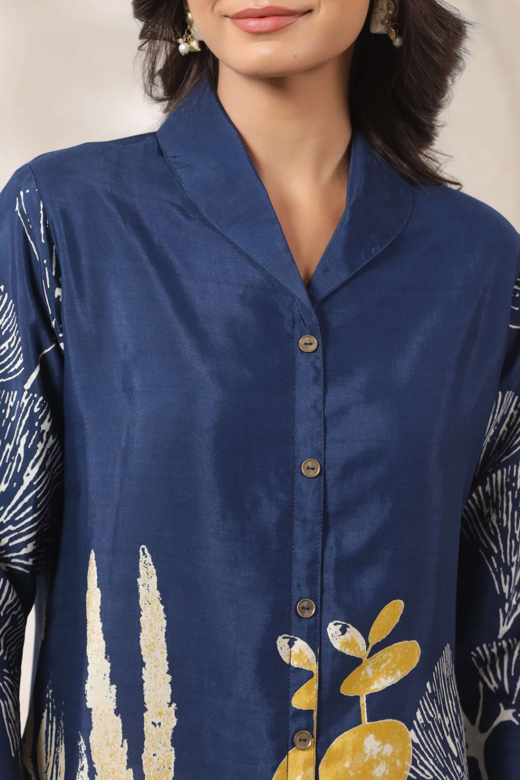 Midnight Blue Russian Silk Short Top